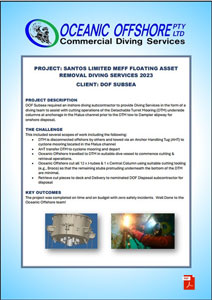 Santos Limited MEFF Floating Asset Removal Diving Services